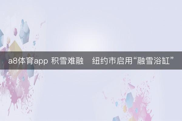 a8体育app 积雪难融　纽约市启用“融雪浴缸”