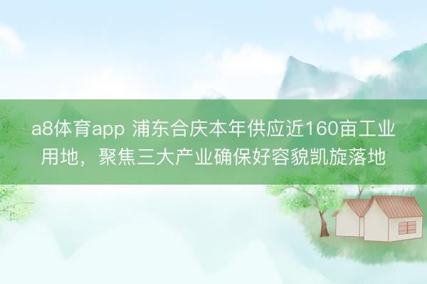 a8体育app 浦东合庆本年供应近160亩工业用地，聚焦三大产业确保好容貌凯旋落地