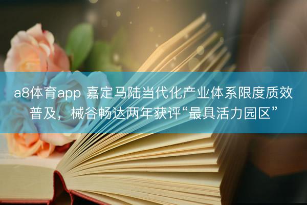 a8体育app 嘉定马陆当代化产业体系限度质效普及，械谷畅达两年获评“最具活力园区”
