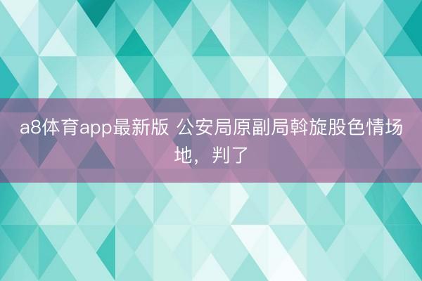 a8体育app最新版 公安局原副局斡旋股色情场地，判了