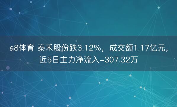a8体育 泰禾股份跌3.12%，成交额1.17亿元，近5日主力净流入-307.32万