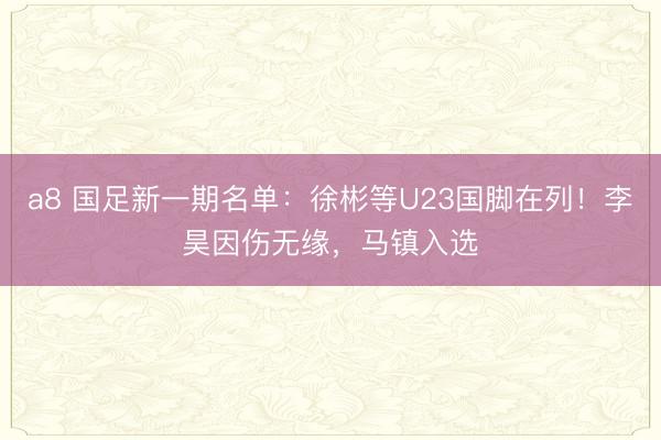 a8 国足新一期名单：徐彬等U23国脚在列！李昊因伤无缘，马镇入选