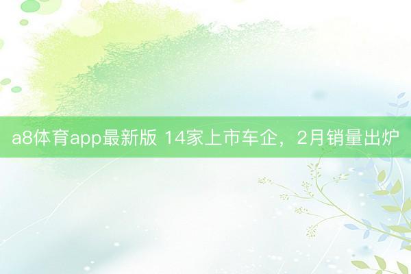 a8体育app最新版 14家上市车企，2月销量出炉