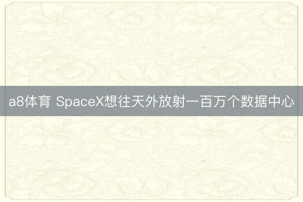 a8体育 SpaceX想往天外放射一百万个数据中心