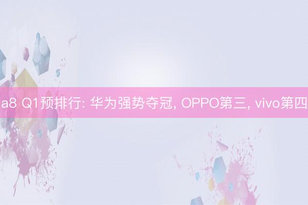 a8 Q1预排行: 华为强势夺冠， OPPO第三， vivo第四