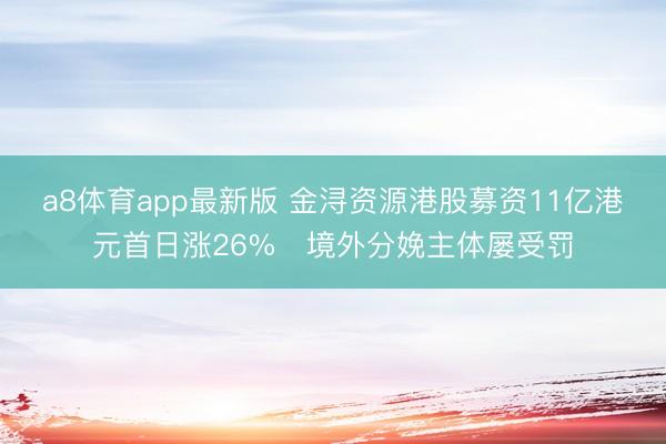 a8体育app最新版 金浔资源港股募资11亿港元首日涨26% 境外分娩主体屡受罚
