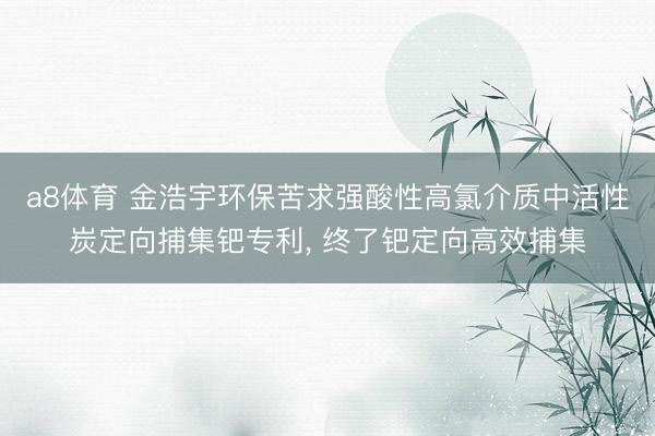 a8体育 金浩宇环保苦求强酸性高氯介质中活性炭定向捕集钯专利， 终了钯定向高效捕集