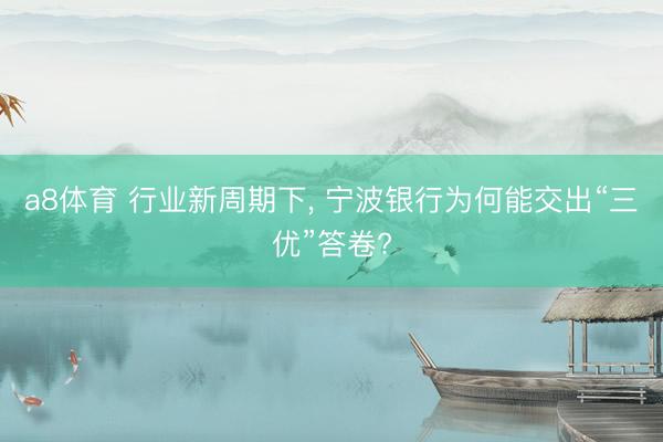 a8体育 行业新周期下， 宁波银行为何能交出“三优”答卷?