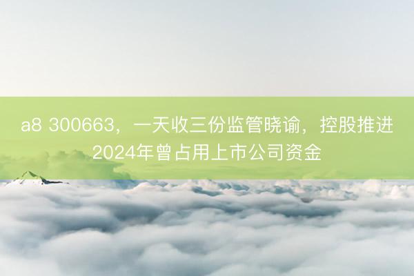 a8 300663，一天收三份监管晓谕，控股推进2024年曾占用上市公司资金