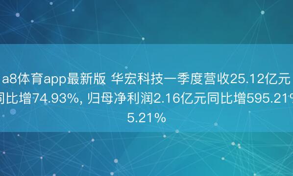 a8体育app最新版 华宏科技一季度营收25.12亿元同比增74.93%， 归母净利润2.16亿元同比增595.21%