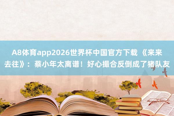 A8体育app2026世界杯中国官方下载 《来来去往》:蔡小年太离谱!好心撮合反倒成了猪队友