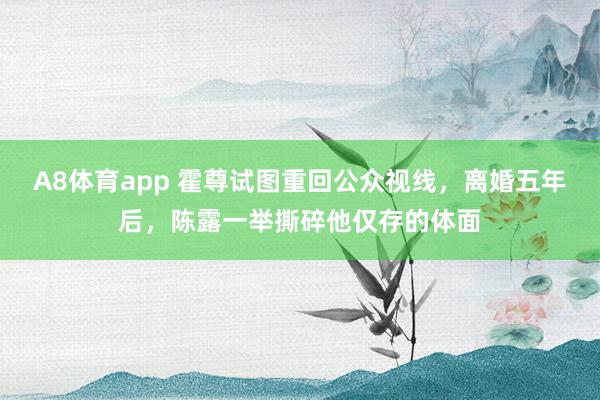 A8体育app 霍尊试图重回公众视线，离婚五年后，陈露一举撕碎他仅存的体面
