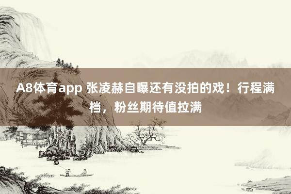 A8体育app 张凌赫自曝还有没拍的戏!行程满档,粉丝期待值拉满
