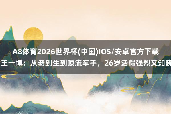 A8体育2026世界杯(中国)IOS/安卓官方下载 王一博：从老到生到顶流车手，26岁活得强烈又知晓