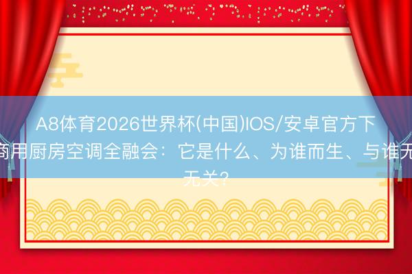 A8体育2026世界杯(中国)IOS/安卓官方下载 商用厨房空调全融会：它是什么、为谁而生、与谁无关？