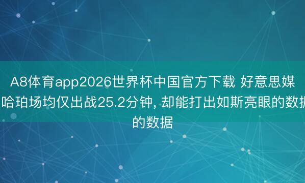 A8体育app2026世界杯中国官方下载 好意思媒: 哈珀场均仅出战25.2分钟， 却能打出如斯亮眼的数据