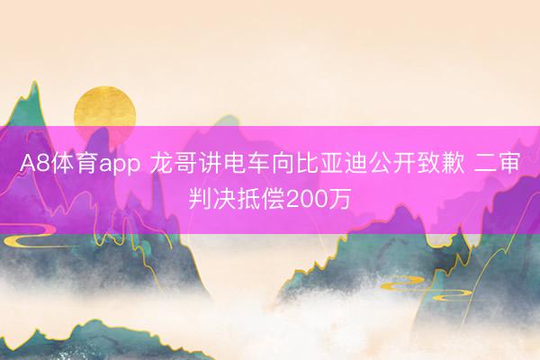 A8体育app 龙哥讲电车向比亚迪公开致歉 二审判决抵偿200万