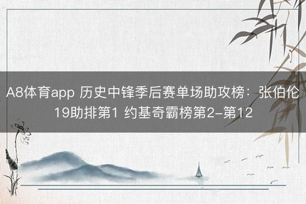 A8体育app 历史中锋季后赛单场助攻榜:张伯伦19助排第1 约基奇霸榜第2-第12