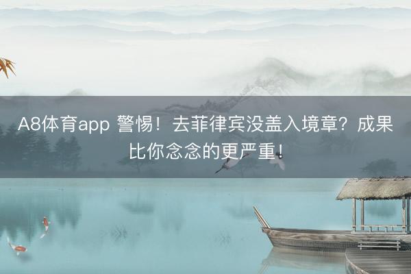 A8体育app 警惕！去菲律宾没盖入境章？成果比你念念的更严重！