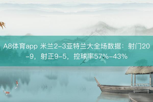 A8体育app 米兰2-3亚特兰大全场数据：射门20-9，射正9-5，<a href=