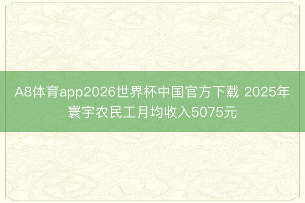A8体育app2026世界杯中国官方下载 2025年寰宇农民工月均收入5075元