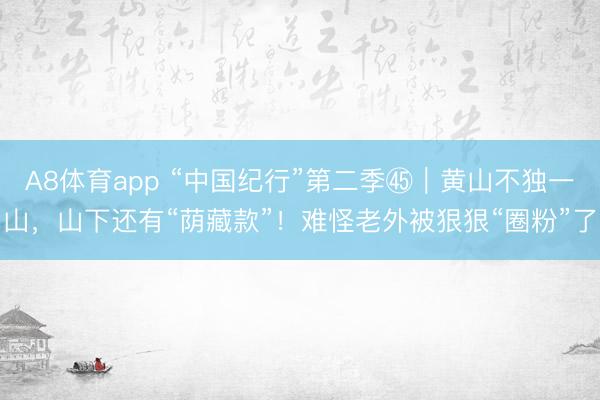 A8体育app “中国纪行”第二季㊺｜黄山不独一山，山下还有“荫藏款”！难怪老外被狠狠“圈粉”了
