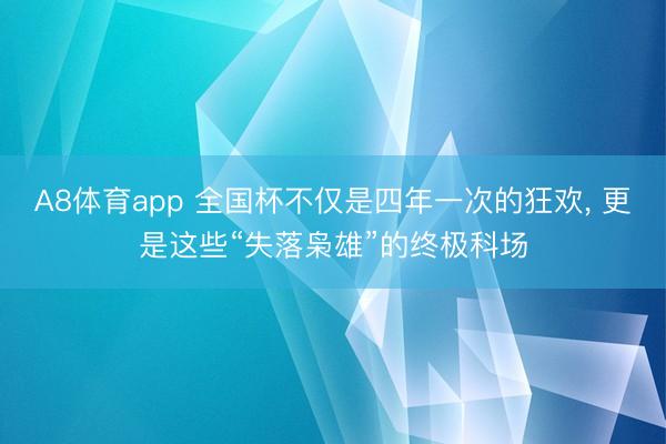 A8体育app 全国杯不仅是四年一次的狂欢， 更是这些“失落枭雄”的终极科场