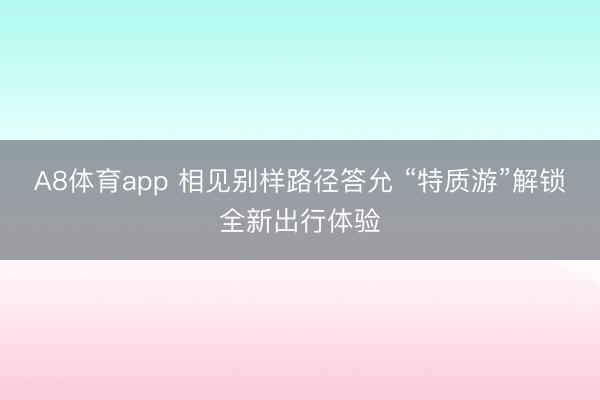 A8体育app 相见别样路径答允 “特质游”解锁全新出行体验